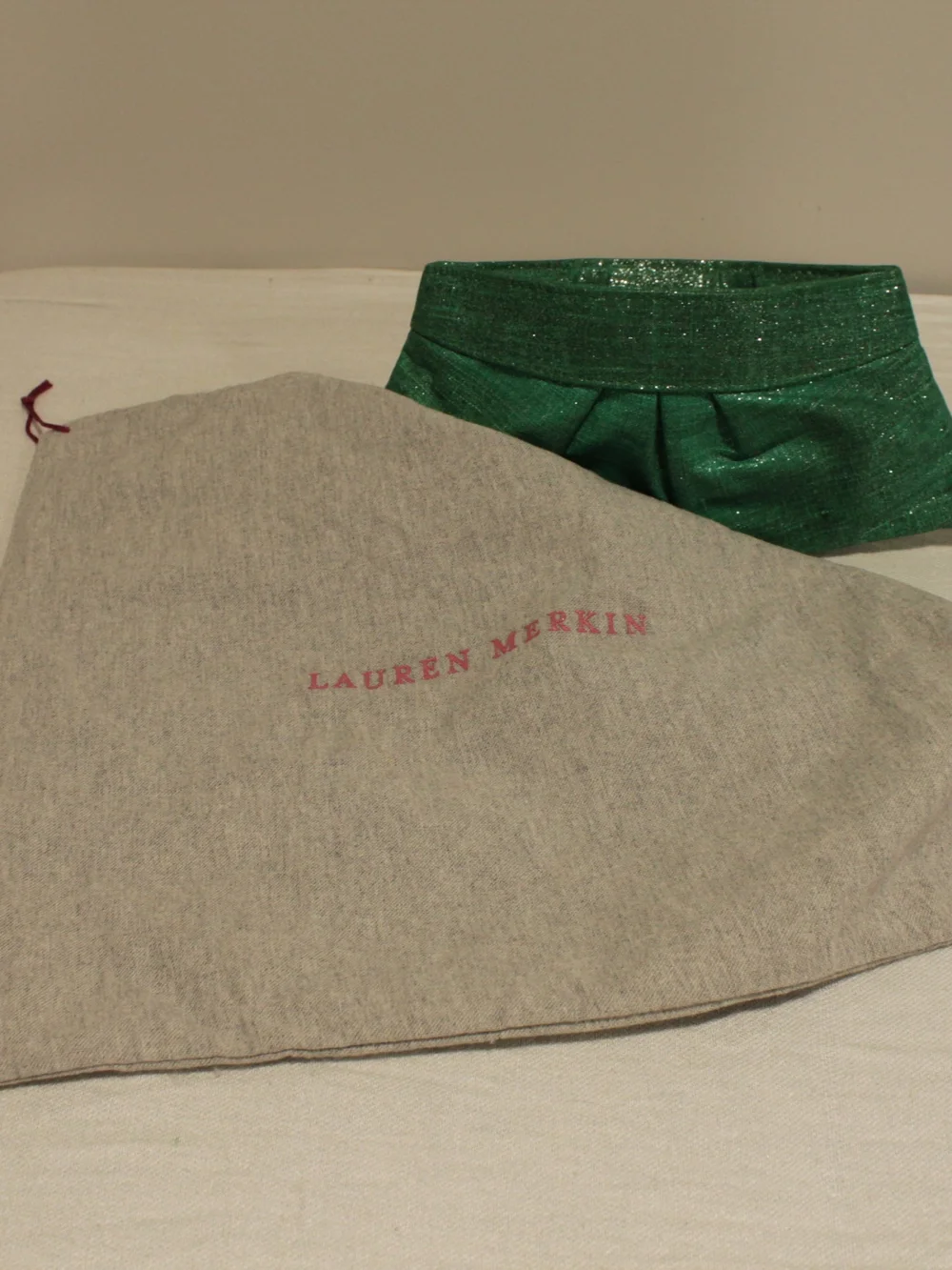 Lauren Merkin Green Glitter Clutch